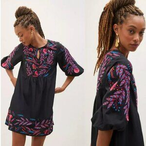 NWT Anthropologie Maeve by Anthropologie Embroidered  Tunic Mini Dress Sz Large
